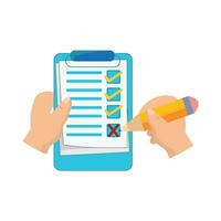 task list with pencil in hand illustration vector