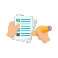 task list with pencil in hand illustration vector