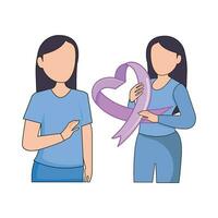 ribbon cancer day in women illustration vector