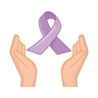 ribbon cancer day in over hand  illustration vector