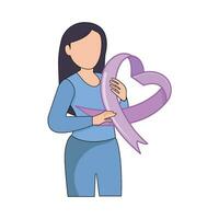 cinta cáncer día en mujer ilustración vector