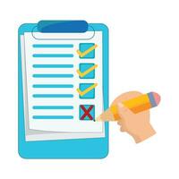 task list with pencil in hand illustration vector