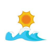 sea wave with sun illustration vector