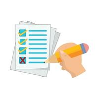 task list with pencil in hand illustration vector