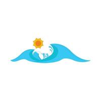 sea wave with sun illustration vector