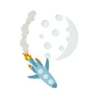 rocket fly with full moon vector