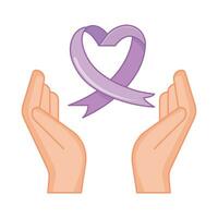 ribbon cancer day in over hand  illustration vector