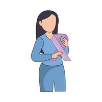 ribbon cancer day in women illustration vector