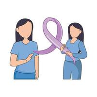 ribbon cancer day in women illustration vector