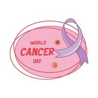 ribbon cancer day with oval illustration vector