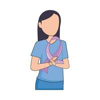 ribbon cancer day in women illustration vector
