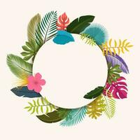 Tropical Leaves Floral Vintage with Space For Text, Easy to Edit. Suitable For Invitation, Nature Concept, and Other, Vector Illustration