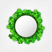 Round Text Space on Clover Leaves Background. Suitable For Saint Patrick's Day, Nature Concept, and Other, Vector Illustration