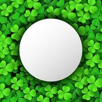 Round Text Space on Clover Leaves Background. Suitable For Saint Patrick's Day, Nature Concept, and Other, Vector Illustration