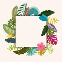 Tropical Leaves Floral Vintage with Space For Text, Easy to Edit. Suitable For Invitation, Nature Concept, and Other, Vector Illustration