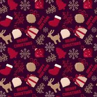 Pixel art Christmas and Happy New Year pattern vector