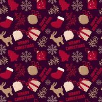 Pixel art Christmas and Happy New Year pattern vector