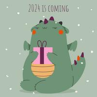 Christmas,New Year card 2024 is coming with dragon vector