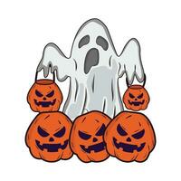 illustration of ghost and pumpkin vector