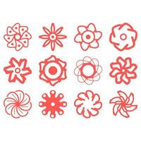 Ornamental botanical set with simple flower shapes vector