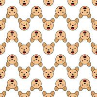 Seamless pattern of cute animal faces. Cartoon repeating vector