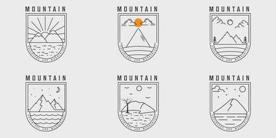 conjunto de Insignia montaña línea Arte logo sencillo vector ilustración modelo icono gráfico diseño