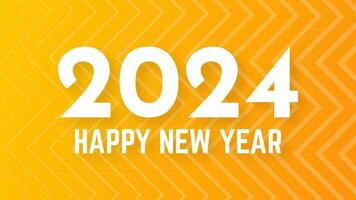 2024 Happy New Year background.  Modern greeting banner template with white 2024 New Year numbers on yellow abstract background with lines. Vector illustration