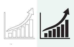 vector aislado en blanco y gris antecedentes conjunto de soltero negro flecha creciente y señalando arriba en gráfico grafico barras icono, éxito grafico Moviente hacia arriba plano diseño interfaz infografía elemento para un