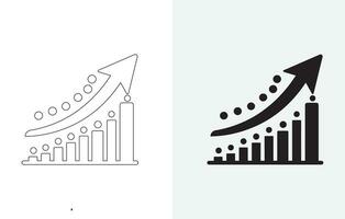 vector aislado en blanco y gris antecedentes conjunto de soltero negro flecha creciente y señalando arriba en gráfico grafico barras icono, éxito grafico Moviente hacia arriba plano diseño interfaz infografía elemento para un