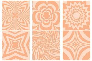 Retro geometric backgrounds in trendy color 2024 Peach Fuzz. Twisted and distorted vector texture in trendy color 2024.