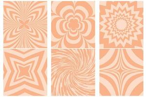 Retro geometric backgrounds in trendy color 2024 Peach Fuzz. Twisted and distorted vector texture in trendy color 2024.