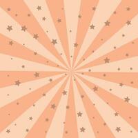 Swirling radial background in trendy color 2024 Peach Fuzz with stars vector