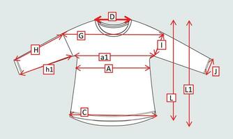 largo manga t camisa con medición detalles vector ilustración