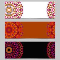 Horizontal floral mandala banner template set - abstract vector graphic elements