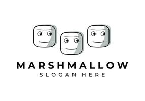 smile marshmallow logo vector vintage illustration design