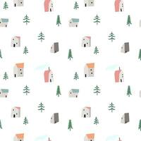 Houses and trees sealmess pattern vector illustration