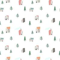 Houses and trees sealmess pattern vector illustration