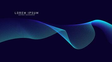 Abstract glowing wave lines on dark Blue background. Dynamic wave pattern. Modern flowing wavy lines. Futuristic technology concept. Suit for banner, poster, cover, brochure, flyer, website vector