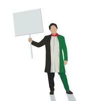 Flat design of a man holding blank board suitable for entering text vector