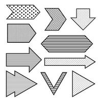 Collection of arrows with simple patterns various shapes vector