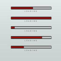 progress bar and loading red color on light grey background vector