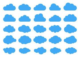 nubes siluetas vector conjunto de nubes formas colección de varios formas y contornos diseño elementos para el clima pronóstico, web interfaz o nube almacenamiento aplicaciones