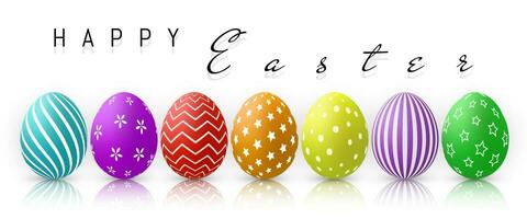contento Pascua de Resurrección, color huevos colección con degradado malla, diseño plantilla, vector ilustración