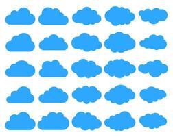 nubes siluetas vector conjunto de nubes formas colección de varios formas y contornos diseño elementos para el clima pronóstico, web interfaz o nube almacenamiento aplicaciones