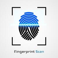 Finger-print Scanning Identification System. Biometric Authorization and Business Security Concept. Vector illustration