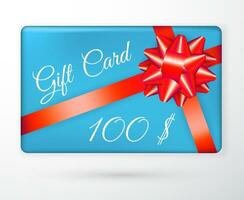 Vector gift vouchers with bow red ribbons, and blue backgrounds. Creative holiday cards or banners. Design concept for gift coupon, invitation, certificate, flyer, ticket