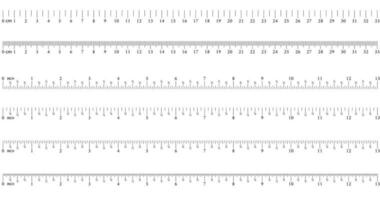 Ruler 8 inch.16 inch. 32 inch. Graduation of an inch. 33 cm. Measuring tool. Ruler Graduation. Ruler grid 33 cm. Size indicator units. Metric Centimeter size indicators. Vector