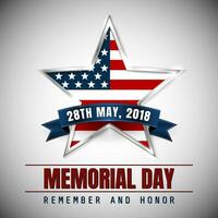 Memorial Day with star in national flag colors vector