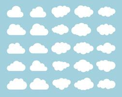 Clouds silhouettes. Vector set of clouds shapes. Collection of various forms and contours. Design elements for the weather forecast, web interface or cloud storage applications