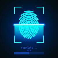 Finger-print Scanning Identification System. Biometric Authorization and Business Security Concept. Vector illustration